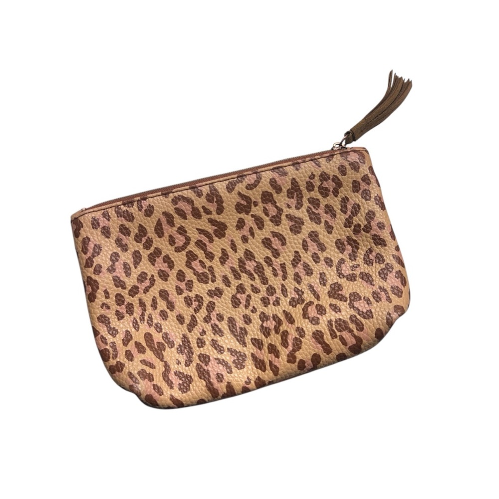 Leopard Print Tan Clutch
